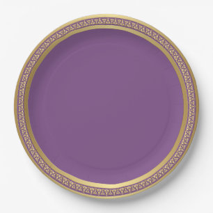 Gold Eternal Band Paper Plates-Purple 9" Paper Plate