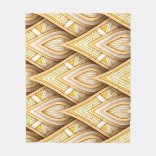 Gold Ethnic Motifs: Luxurious Seamless Fleece Blanket