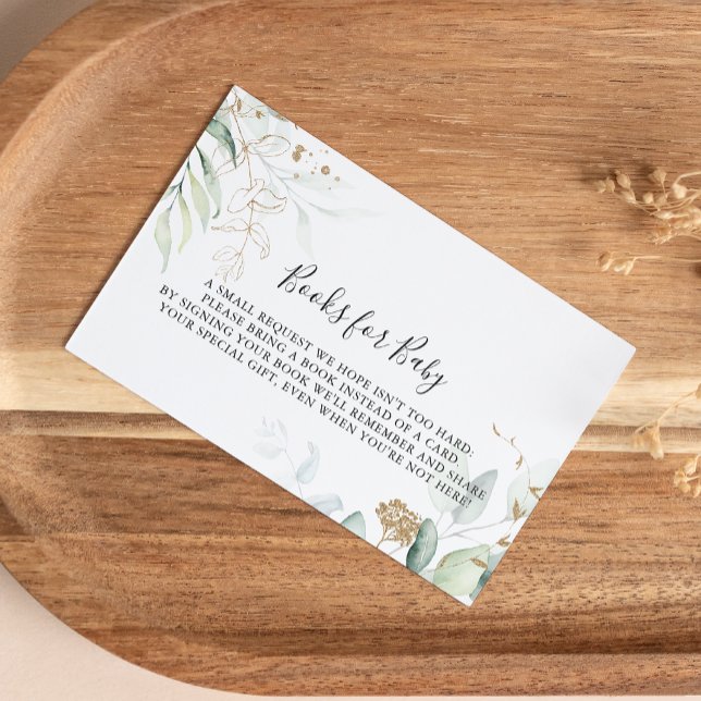 Gold Eucalyptus Baby Shower Book Request  Enclosure Card (Creator Uploaded)