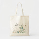Gold Eucalyptus Calligraphy Bridesmaid  Tote Bag<br><div class="desc">This gold eucalyptus calligraphy bridesmaid tote bag is the perfect wedding gift to present your bridesmaids and maid of honour for a rustic wedding. This artistic design features hand-drawn watercolor gold and green foliage,  inspiring natural beauty.</div>