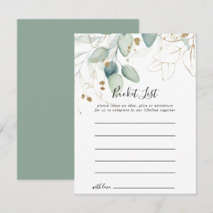 Gold Eucalyptus Calligraphy Bucket List Cards