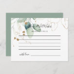 Gold Eucalyptus Calligraphy Wedding Advice Card<br><div class="desc">This gold eucalyptus calligraphy wedding advice card is perfect for a rustic wedding. This artistic design features hand-drawn watercolor gold and green foliage, inspiring natural beauty. These cards are perfect for a wedding, bridal shower, baby shower, graduation party & more. Personalize the cards with the names of the bride and...</div>