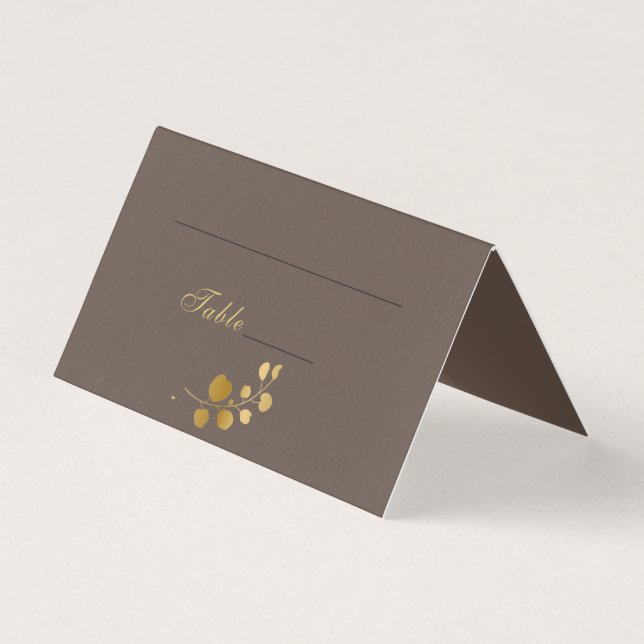 Gold Eucalyptus Numéro de table et nom Cartes de p (Front)