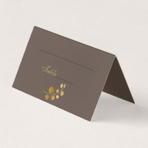 Gold Eucalyptus Table Number and Name Place Cards