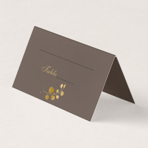Gold Eucalyptus Table Number and Name Place Cards