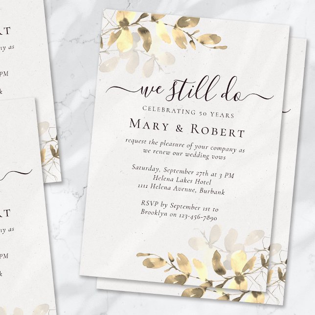 Gold Eucalyptus We Still Do Vow Renewal Invitation (Creator Uploaded)