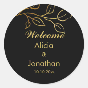 Gold Eucalyptus Wedding Business Custom Classic Round Sticker