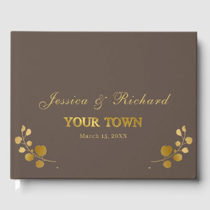 Gold Eucalyptus Wedding Guest Book