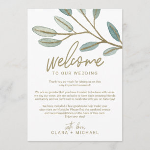 Gold Eucalyptus Wedding Welcome Letter & Itinerary Program