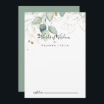 Gold Eucalyptus Wedding Words of Wisdom  Advice Card<br><div class="desc">This gold eucalyptus wedding words of wisdom advice card is perfect for a rustic wedding. This artistic design features hand-drawn watercolor gold and green foliage, inspiring natural beauty. These cards are perfect for a wedding, bridal shower, baby shower, graduation party & more. Personalize the cards with the names of the...</div>