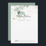 Gold Eucalyptus Wedding Words of Wisdom  Advice Card<br><div class="desc">This gold eucalyptus wedding words of wisdom advice card is perfect for a rustic wedding. This artistic design features hand-drawn watercolor gold and green foliage, inspiring natural beauty. These cards are perfect for a wedding, bridal shower, baby shower, graduation party & more. Personalize the cards with the names of the...</div>