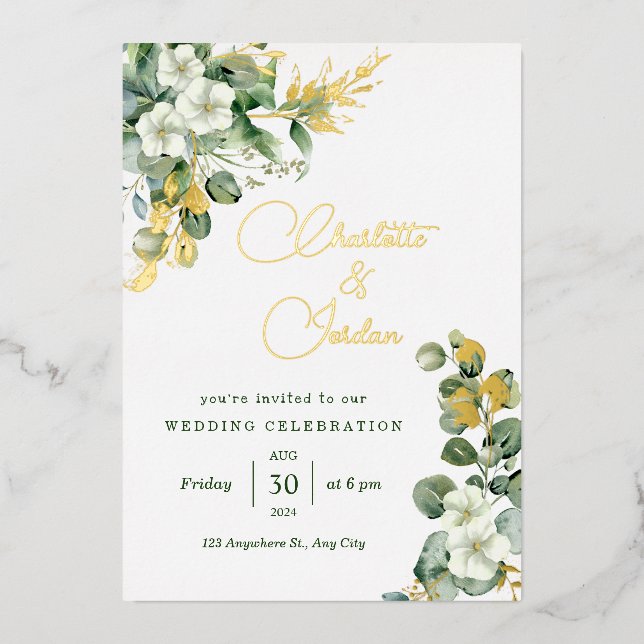 Gold Eucalyptus Wreath Green Sea Glass Wedding  (Front)