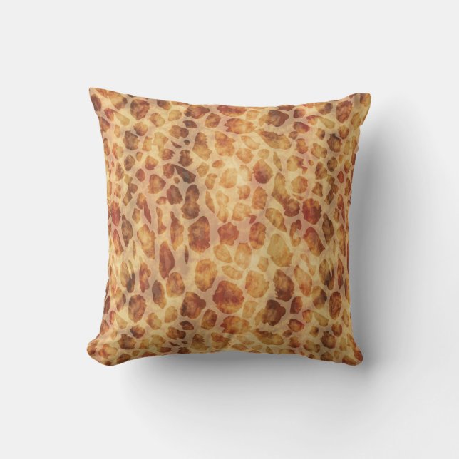 Gold Exotic Leopard Print Throw Pillow (Front)