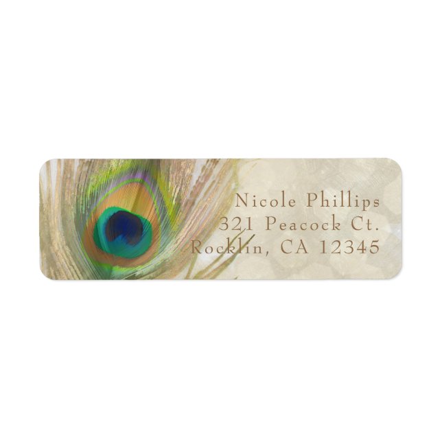 Gold Exotic Peacock Feather Glam Party Invitation (Devant)
