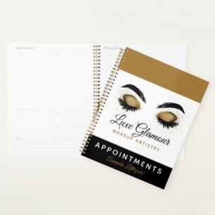 Gold Eye Lashes Brows Makeup Artist Appointments Planner
