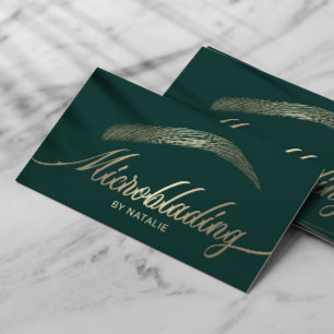 Gold Eyebrow Salon Microblading Modern Green Business Card