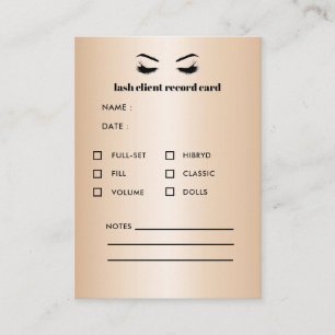 Gold Eyelash Extension Client Consultation Business Card