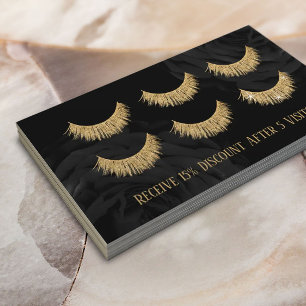 Gold Eyelash Extensions Lash Bar Black Floral Loyalty Card