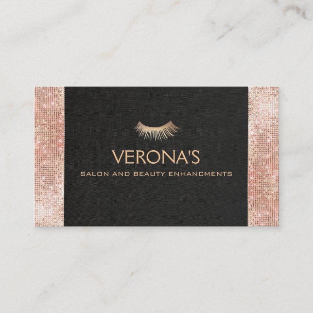 Gold Eyelash Faux Sequins Business Card (Front)