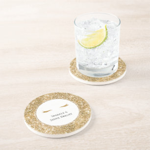 Gold Eyelashes girly glam glitter  Coaster