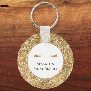 Gold Eyelashes girly glam glitter  Keychain