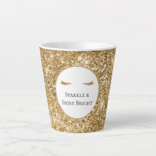 Gold Eyelashes girly glam glitter  Latte Mug