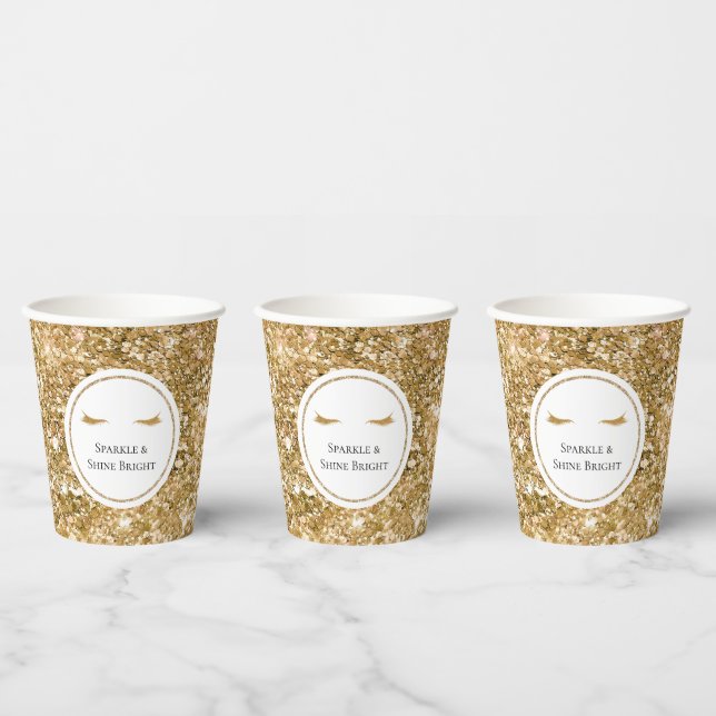 Gold Eyelashes girly glam glitter  Paper Cups (Multi)