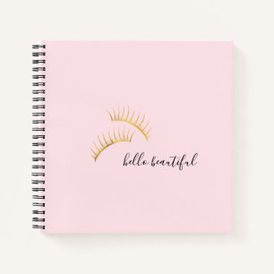 Gold Eyelashes Hello Beautiful Notebook