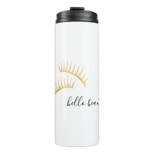 Gold Eyelashes Hello Beautiful Thermal Tumbler
