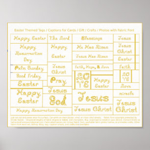 Gold Fabric Font Easter tags captions for crafts Poster