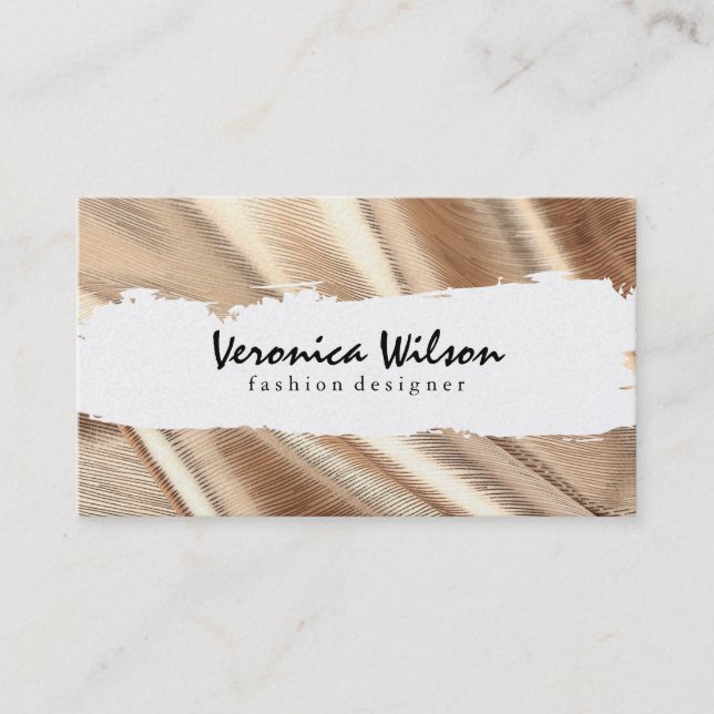 Gold Fabric with Line Threading Business Card (Front)