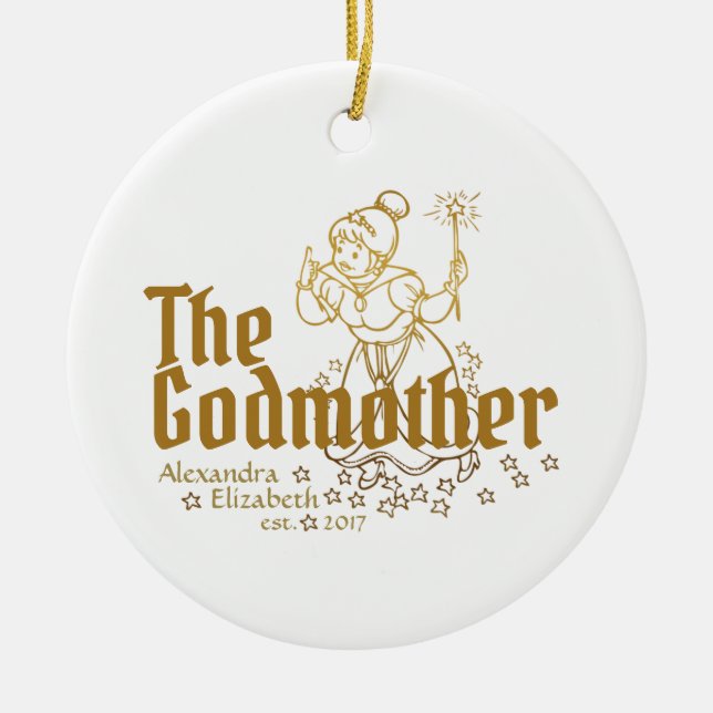Gold Fairy Customizable The Godmother Ceramic Ornament (Front)