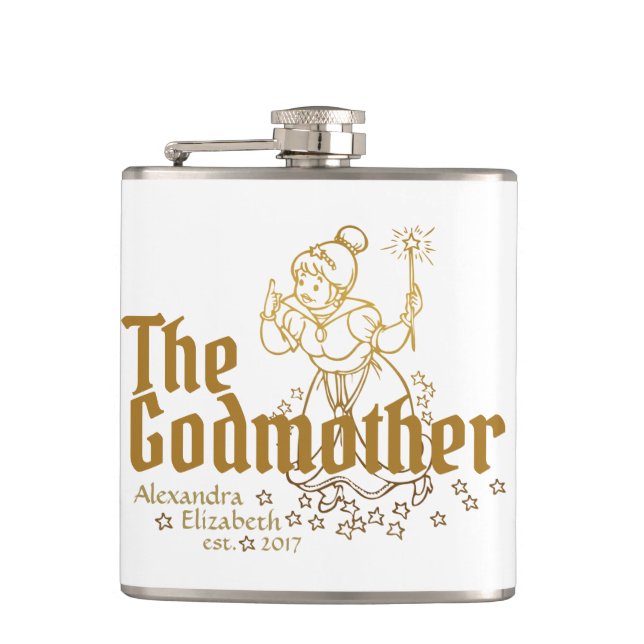 Gold Fairy Customizable The Godmother Hip Flask (Front)