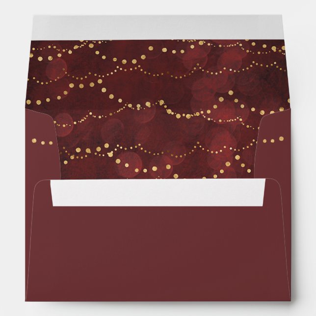 Gold Fairy Lights | Elegant Christmas Holiday Envelope (Back (Bottom))