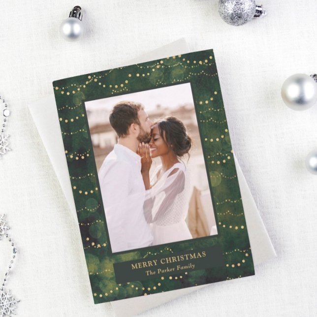 Gold Fairy Lights | Elegant One Photo Holiday Card (Creator Uploaded)