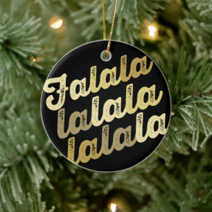 Gold Falalalala Christmas Holiday Photo Ornament