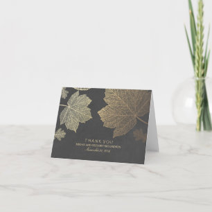 Gold Fall Leaves Wedding Thank You Card