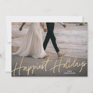 Gold Family Holiday Christmas Happy Holiday Photo Card