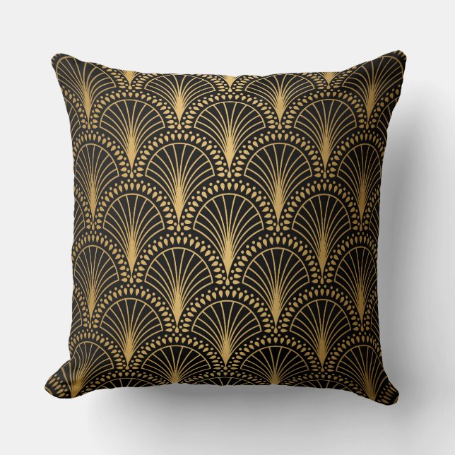 Gold fan pattern,Art deco pattern,timeless decor  Throw Pillow (Front)