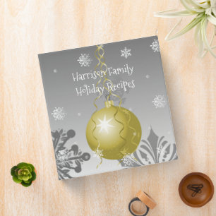 Gold Fancy Christmas Ornament Family Recipe Binder