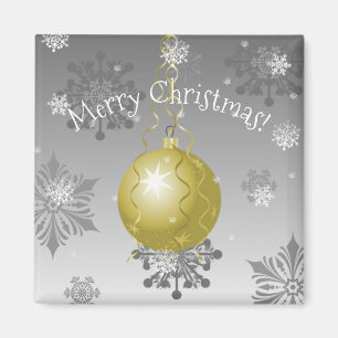 Gold Fancy Christmas Ornament Magnet