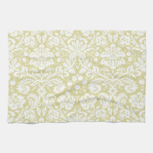 Gold fancy floral damask kitchen towel