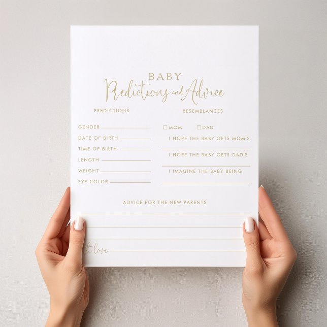 Gold Fancy Script Baby Predictions et cartes de co (Créateur téléchargé)