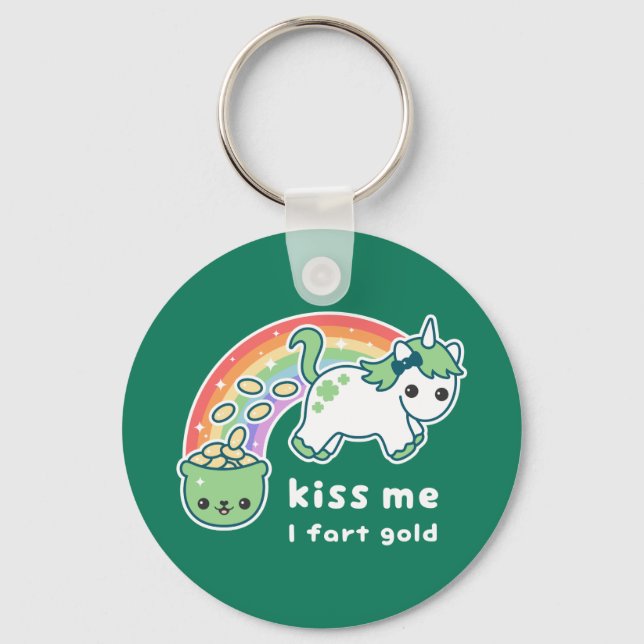 Gold Farting Unicorn Keychain (Front)