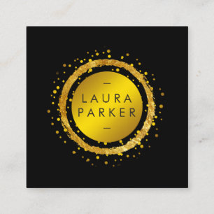 Gold Faux Circle Confetti Elegant Chic Designer Square Business Card