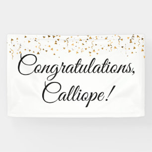 Gold Faux Confetti Black and White Congratulations Banner
