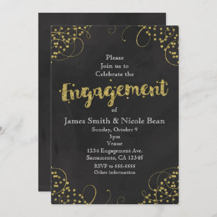Gold Faux Confetti Fiançailles Invitation moderne