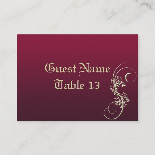 Gold Faux Embossed Wedding Table Number Card (Front)
