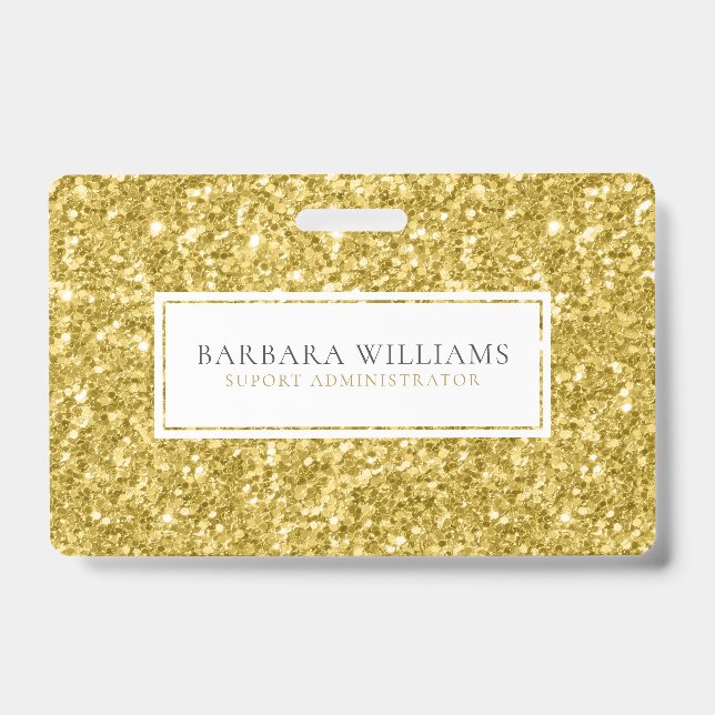Gold Faux Flitter White Accent Badge (Front)