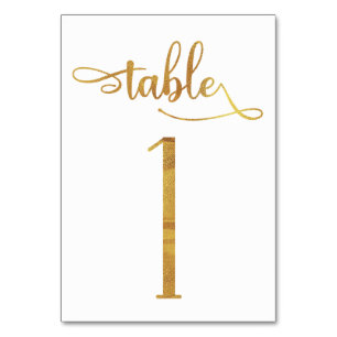 Gold faux foil 3.5x5 table number card   Table 1